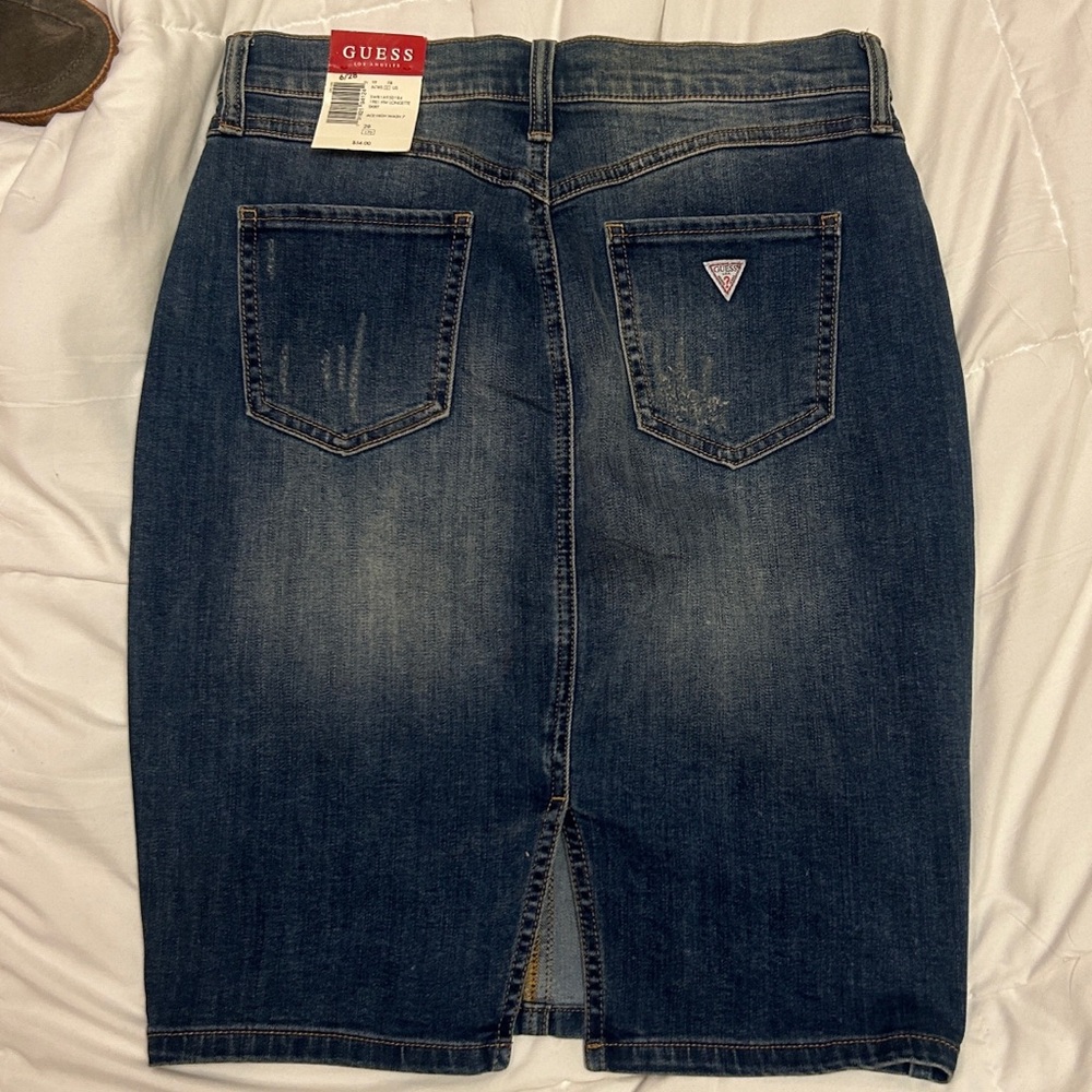 GUESS Dark Wash Denim Pencil Skirt Y2 - Picture 4 of 6